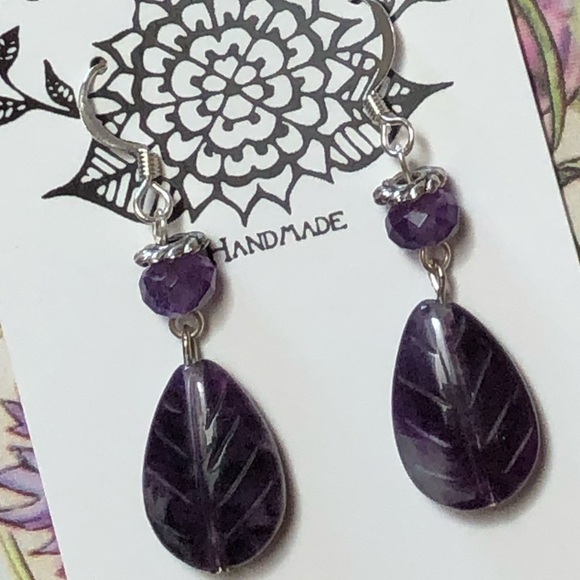 Purple Fleurite Earrings - Picture 8 of 8
